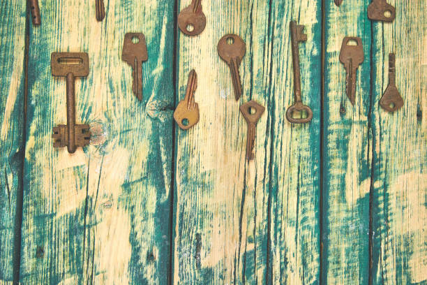 istock Collection of many different old retro keys 1060850834