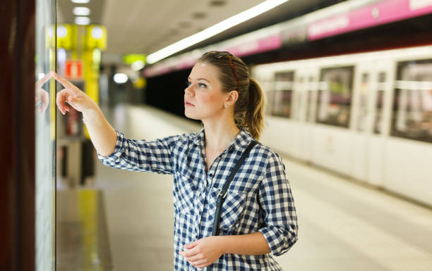 istock Girl checking subway map at station 1060855554