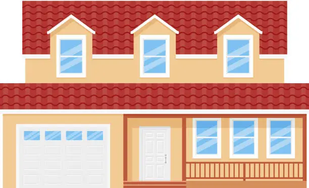 Vector illustration of House, home facade. Vector illustration in flat design.