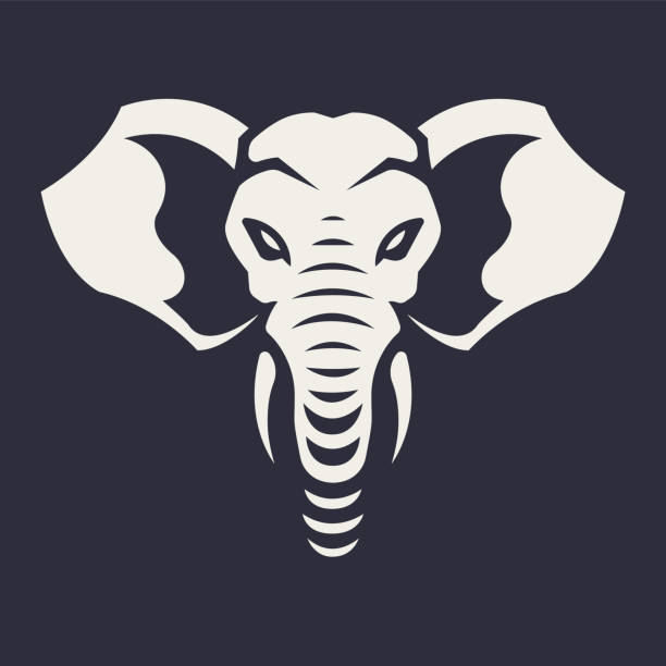 elefanten maskottchen vektor icon - elefant stock-grafiken, -clipart, -cartoons und -symbole