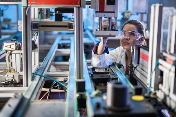 istock Female engineer examining machine part on a production line. 1060858688