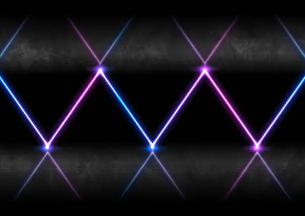 Vector illustration of Blue ultraviolet neon laser rays abstract banner