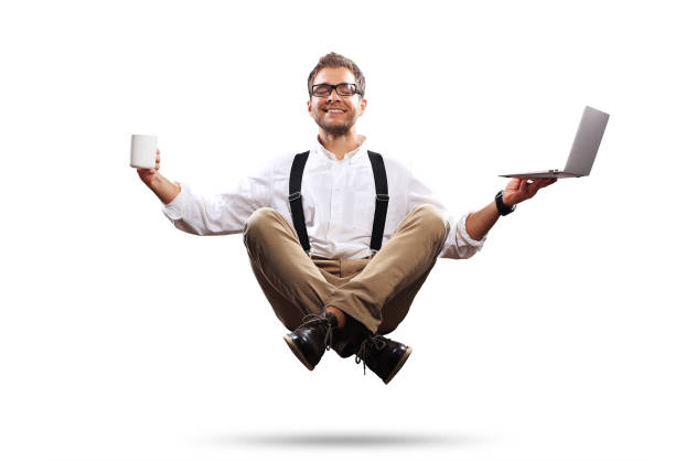 istock Young man is soaring in the air 1060862140