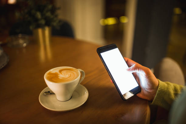 istock Female hands using mobile phone by coffee in cafe 1060862766