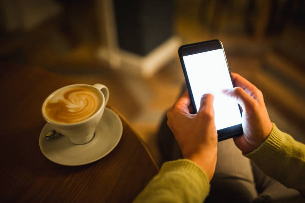 istock Female hands using mobile phone by coffee in cafe 1060863276