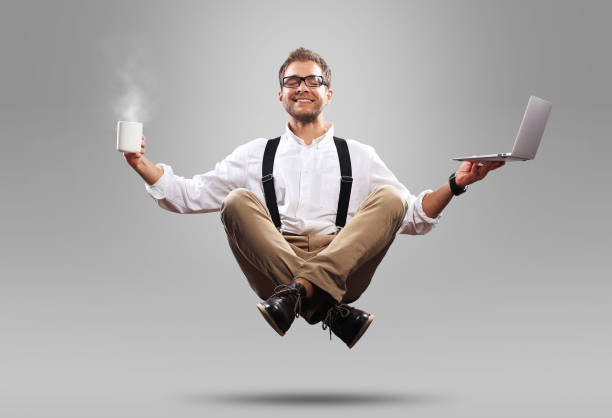 istock Young man is soaring in the air 1060863286