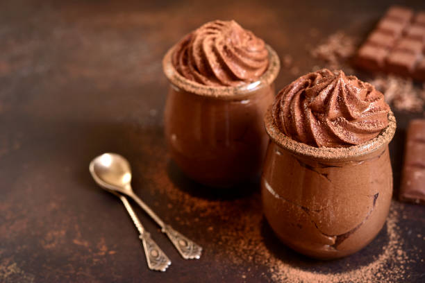 istock Chocolate mousse in a glass jar 1060864450