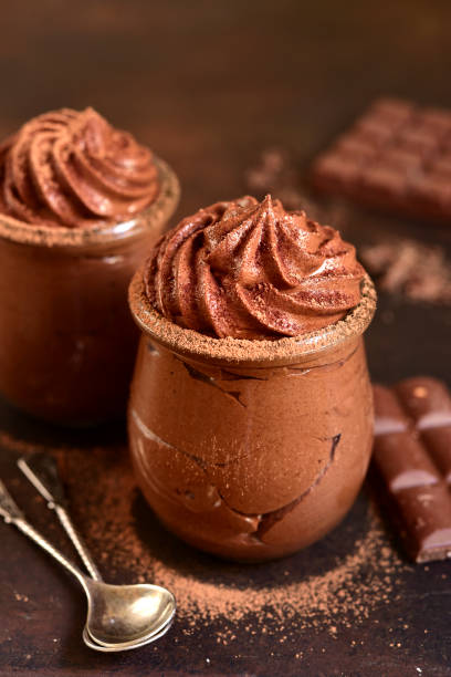 istock Chocolate mousse in a glass jar 1060864478
