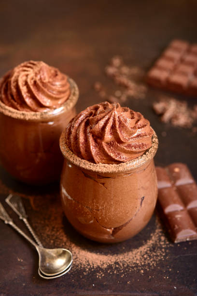 istock Chocolate mousse in a glass jar 1060864480