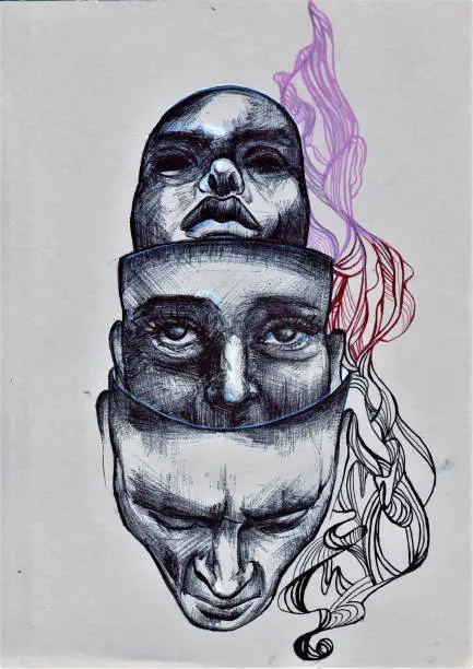 Vector illustration of Three masks