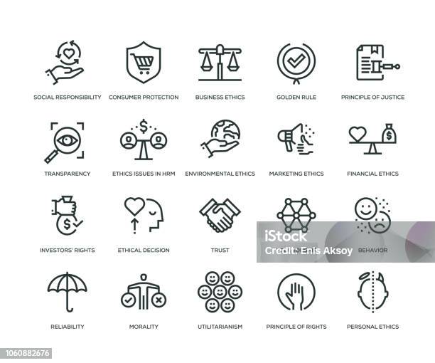 Business Ethics Icons Line Series Stock Illustration - Download Image Now - Icon, Honesty, Morality
