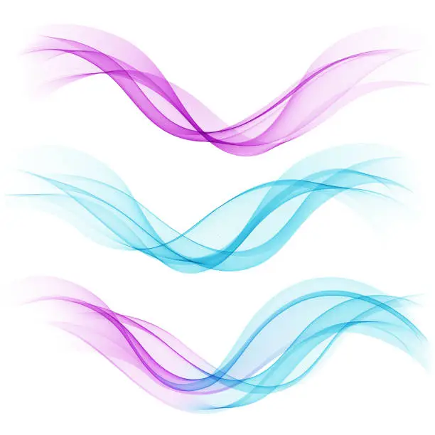 Vector illustration of Set of abstract blue waves. Vector illustration