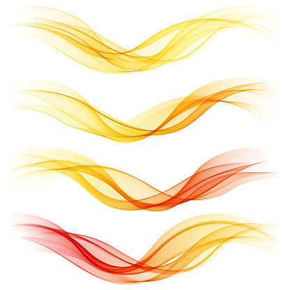 Set of abstract orange waves. Vector illustration EPS 10