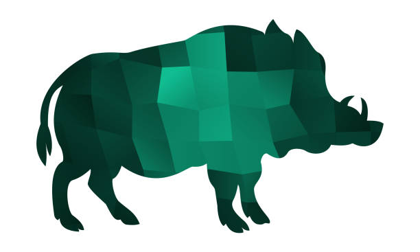 bildbanksillustrationer, clip art samt tecknat material och ikoner med gröna vektor vildsvin - wild boar