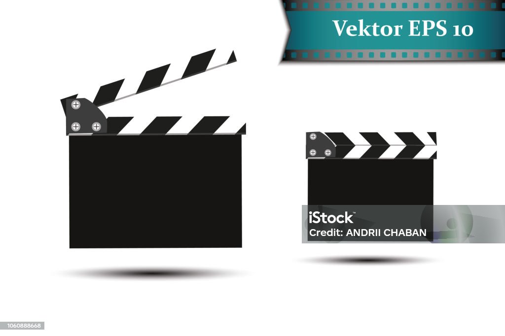 A set of clapper, on a white background with natpisyaami kamkra.Realistichesky cinema A set of clapper, on a white background with natpisyaami kamkra.Realistichesky cinema. Movie stock vector