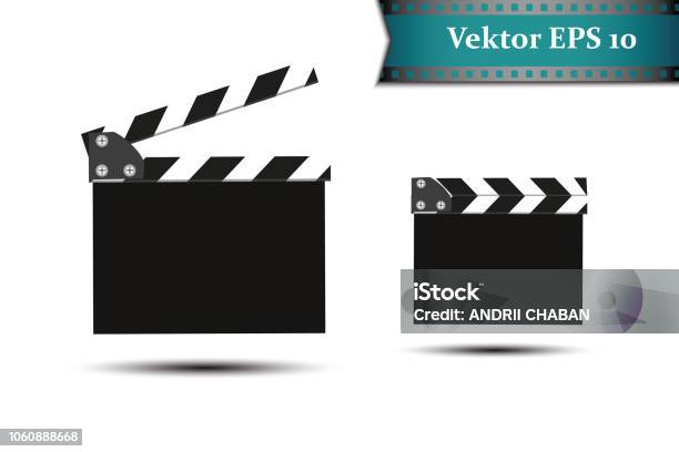 A Set Of Clapper On A White Background With Natpisyaami Kamkrarealistichesky Cinema Stock Illustration - Download Image Now