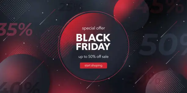 Vector illustration of Black friday special offer. Social media web banner for shopping, sale, product promotion.