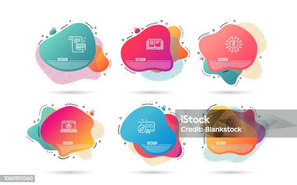 Education Certificate And Payment Card Icons Online Shopping Sign Vector Stock Illustration - Download Image Now