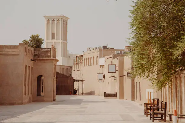 Photo of Old town in Al Fahidi Historical District. Dubai city, UAE