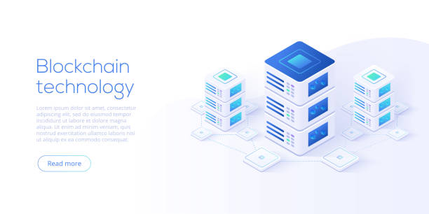 Hosting server isometric vector illustration. Abstract 3d datacenter or data center room background. Network mainframe infrastructure website header layout. Computer storage or farming workstation. Hosting server isometric vector illustration. Abstract 3d datacenter or blockchain background. Network mainframe infrastructure website header layout. Computer storage or farming workstation. isometric cloud server stock illustrations