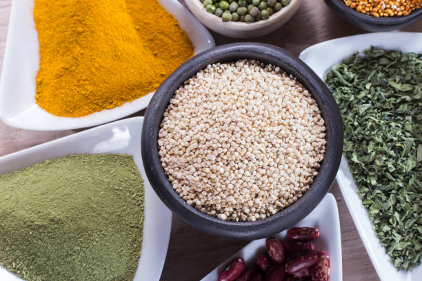 istock collection of super foods in several containers arranged randomly on the table 1060912214