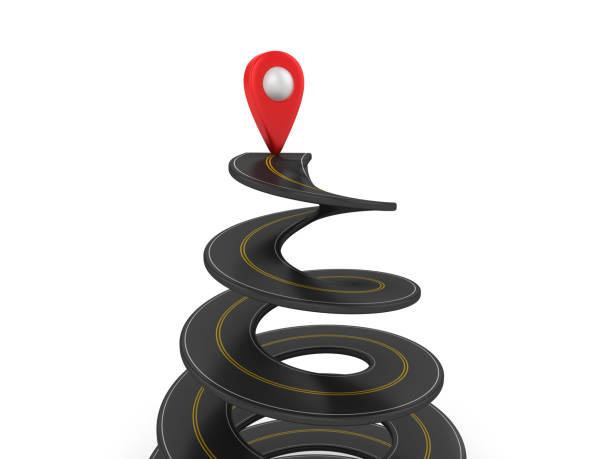 istock Spiral 3D Road with GPS Marker - 3D Rendering 1060920942
