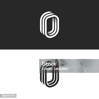 istock Isometric letter O initial or number zero monogram, creative 3d door logo, smooth perspective shape linear design template 1060921174
