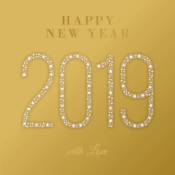 Vector illustration of 2019 - Happy New Year Greeting card.