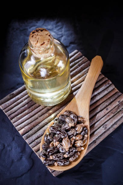 istock beans and castor oil on the black table 1060930670