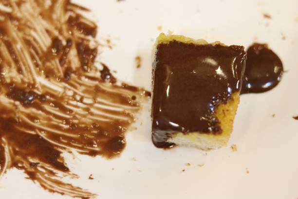istock Piece of chocolate bread on plate with chocolate stain 1060933742