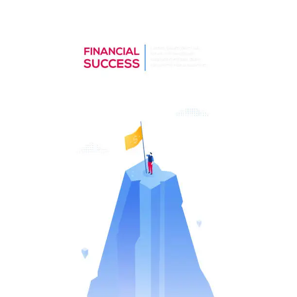 Vector illustration of Financial success - modern isometric vector web banner