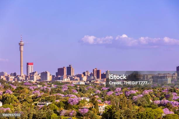 Johannesburg Cityscape Seen From The West Stock Photo - Download Image Now - Johannesburg, Urban Skyline, Landscape - Scenery