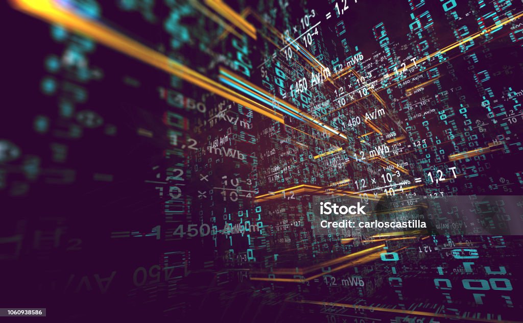 Abstracta fondo de nubes, la ciencia y la tecnología computer.3d ilustración "n - Foto de stock de Datos libre de derechos