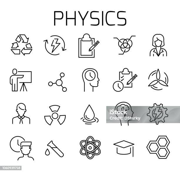 Physics Related Vector Icon Set Stock Illustration - Download Image Now - Chemical Formula, Chemistry, Classroom