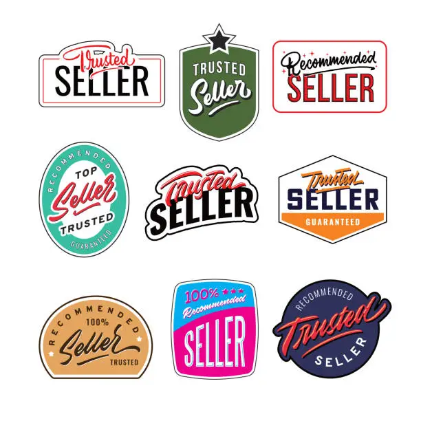 Vector illustration of recommended and trusted seller vintage badge design template