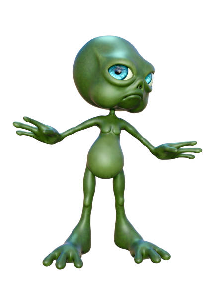 3D rendering of a green alien isolated on white background