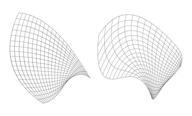 abstrakt winken drahtpyramide oberflächen - vektor - gravitationsfeld stock-grafiken, -clipart, -cartoons und -symbole