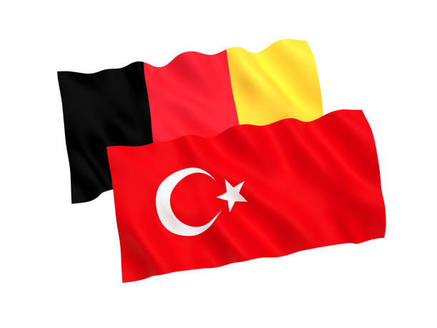 istock Flags of Turkey and Belgium on a white background 1060963634