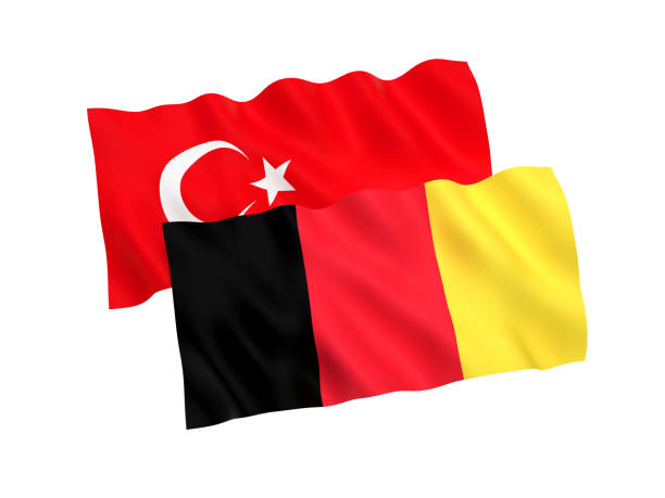 istock Flags of Turkey and Belgium on a white background 1060963660