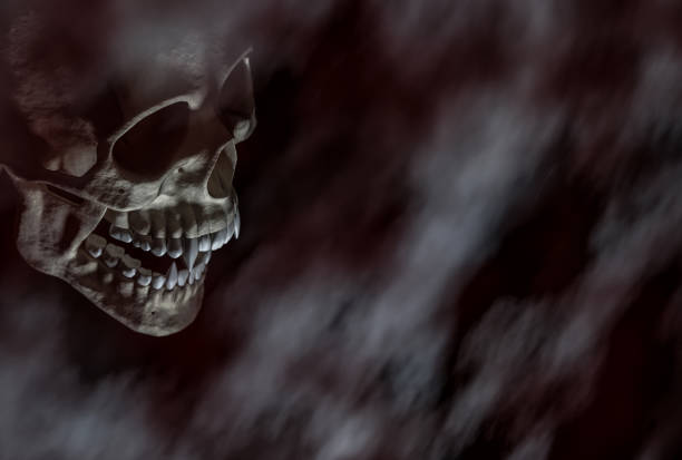 istock Halloween scary vampire skull on the dark background 1060963744