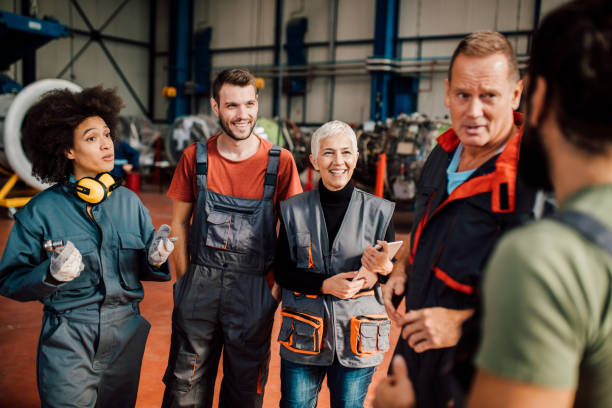 istock Group of airplane mechanics 1060965028