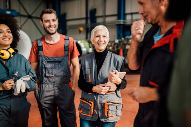 istock Coworkers at aircraft hangar 1060965108