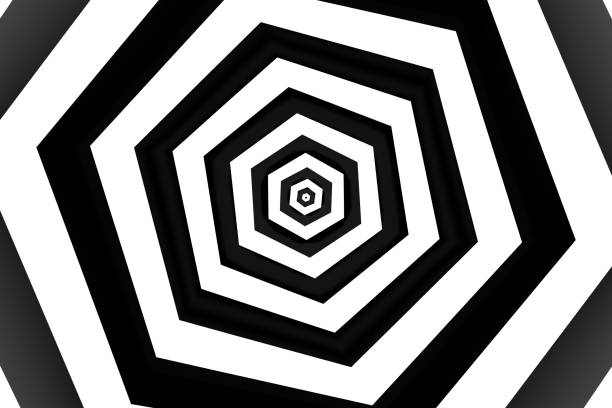 istock Psychedelic Striped Hexagon, Honeycomb, Optical Illussion, 3D Abstract Background 1060968322
