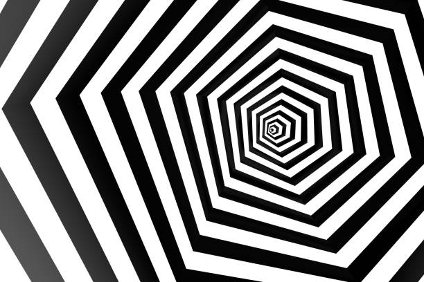 istock Psychedelic Striped Hexagon, Honeycomb, Optical Illussion, 3D Abstract Background 1060969420
