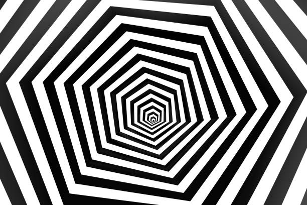 istock Psychedelic Striped Hexagon, Honeycomb, Optical Illussion, 3D Abstract Background 1060969520