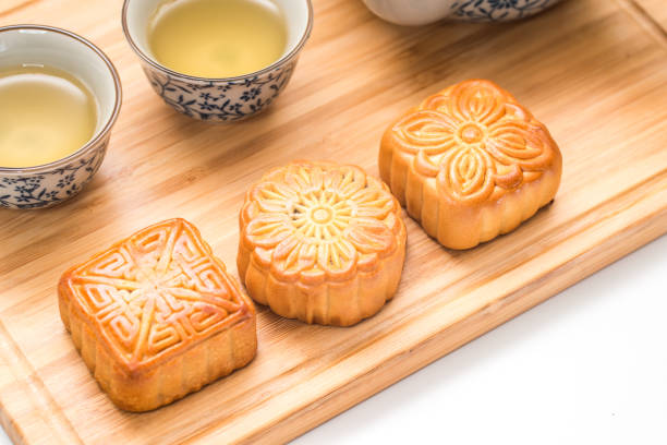 istock Mid-Autumn Festival moon cake on white background 1060970334