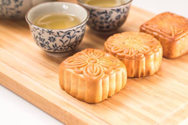 istock Mid-Autumn Festival moon cake on white background 1060970452