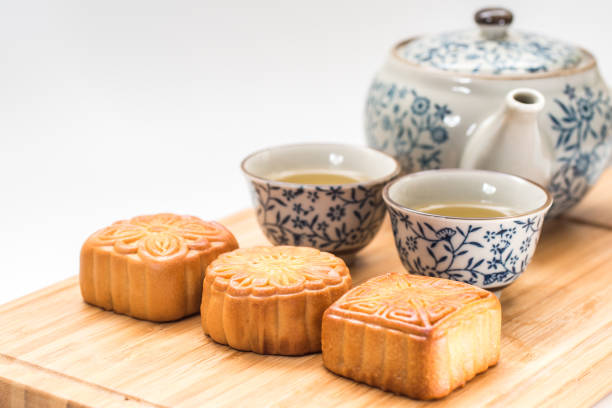 istock Mid-Autumn Festival moon cake on white background 1060971122