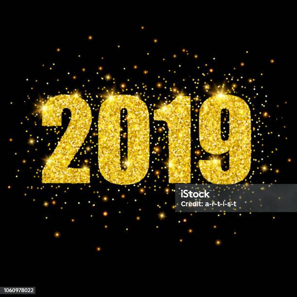 New Year Background Stock Illustration - Download Image Now - Number, Gold - Metal, Gold Colored