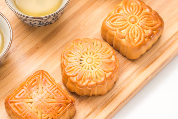 istock Mid-Autumn Festival moon cake on white background 1060982106